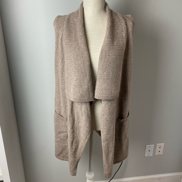 Isaac Mizrahi Sweaters - Isaac Mizrahi Live 2-Ply 100% Cashmere Drape Front Vest Shawl Collar Long Small